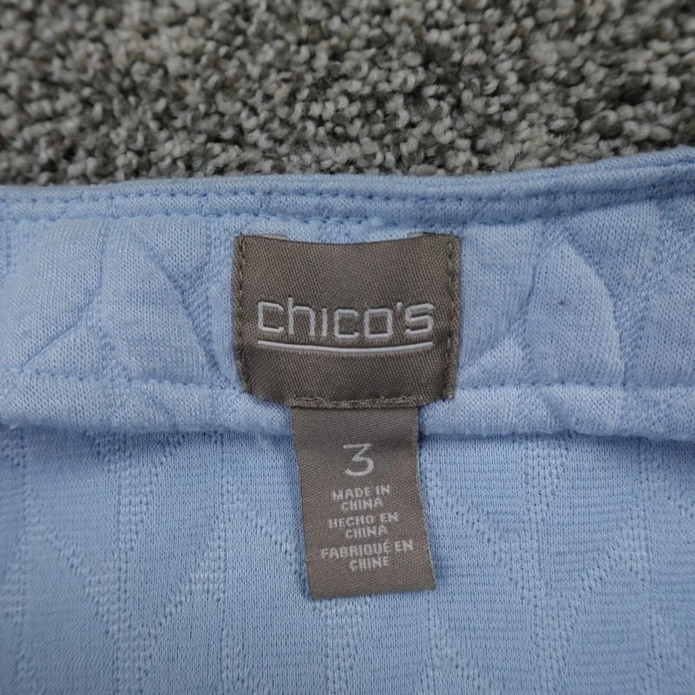 Chicos Jacket Womens Extra Large 3 Blue Outdoor Quilted Zip Coat Casual Preppy